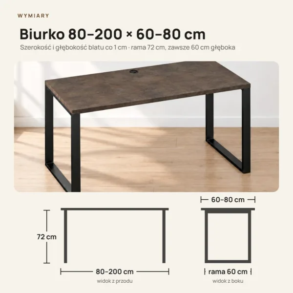 Biurko z metalowymi nogami - Beton Rdzawy