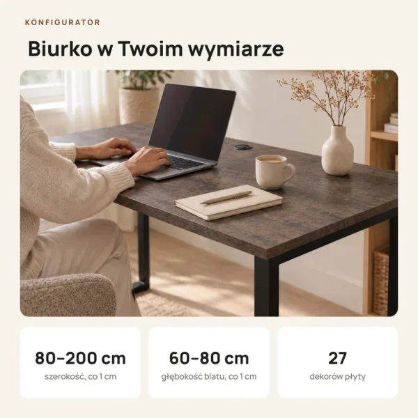 Biurko z metalowymi nogami - Beton Rdzawy