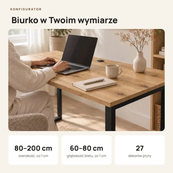 Biurko z metalowymi nogami - Dąb Evoke