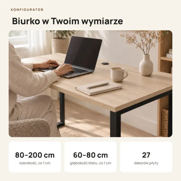 Biurko z metalowymi nogami - Dąb Cremona