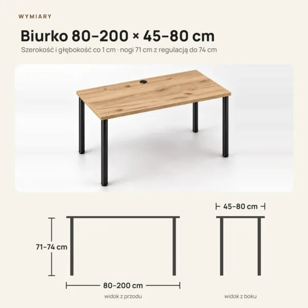 Biurko komputerowe Iron - Dąb Evoke