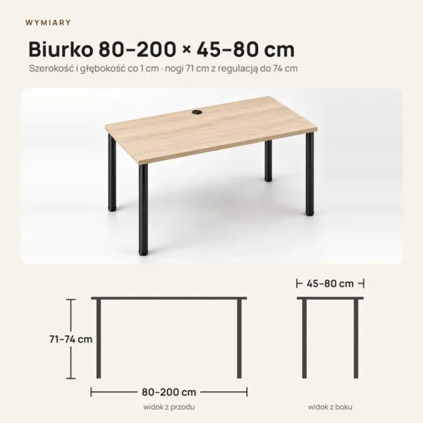 Biurko komputerowe Iron - Dąb Cremona