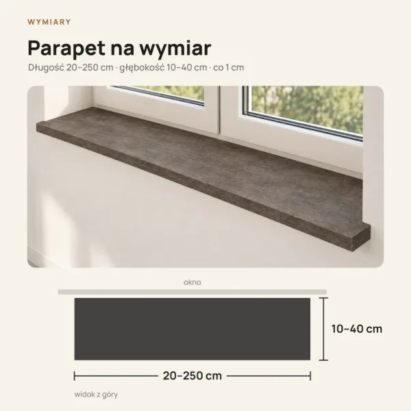 Parapet wewnętrzny na wymiar - Beton Rdzawy