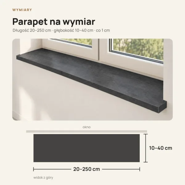 Parapet wewnętrzny na wymiar - Beton Czarny