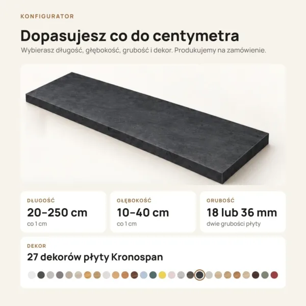 Parapet wewnętrzny na wymiar - Beton Czarny