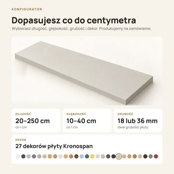 Parapet wewnętrzny na wymiar - Kaszmir