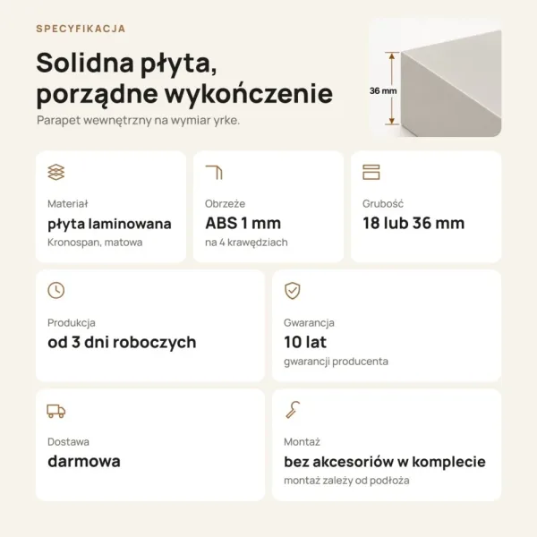 Parapet wewnętrzny na wymiar - Kaszmir