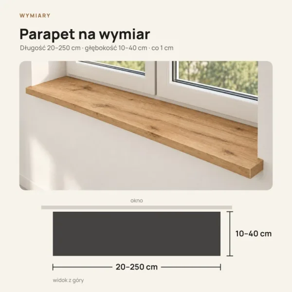 Parapet wewnętrzny na wymiar - Dąb Evoke
