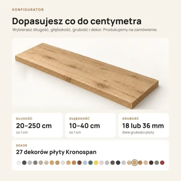 Parapet wewnętrzny na wymiar - Dąb Evoke