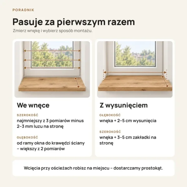 Parapet wewnętrzny na wymiar - Dąb Evoke