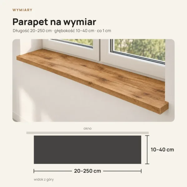 Parapet wewnętrzny na wymiar - Dąb Wotan