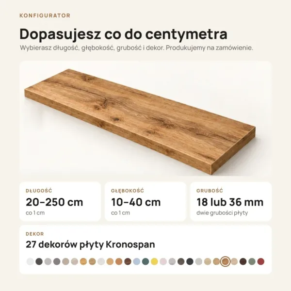 Parapet wewnętrzny na wymiar - Dąb Wotan