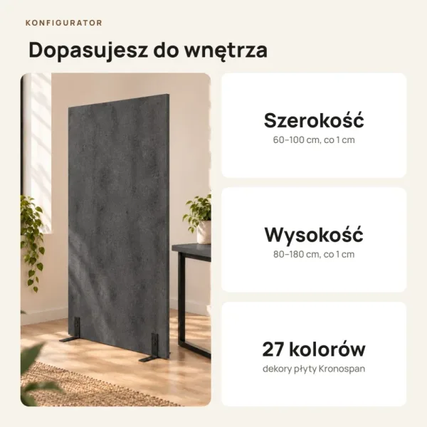 Ścianka działowa - Beton Czarny
