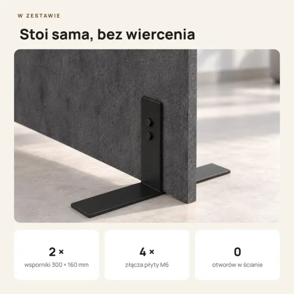 Ścianka działowa - Beton Czarny