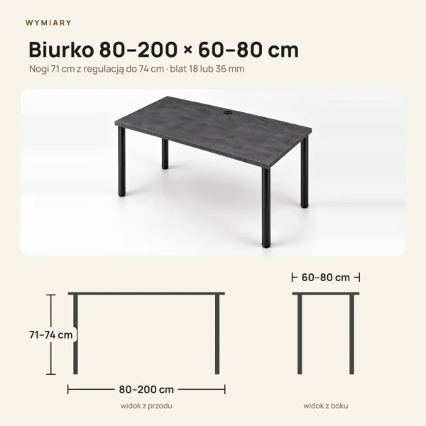 Biurko gamingowe - Beton Czarny