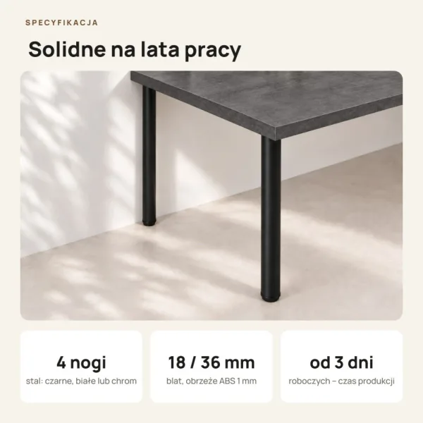 Biurko gamingowe - Beton Czarny