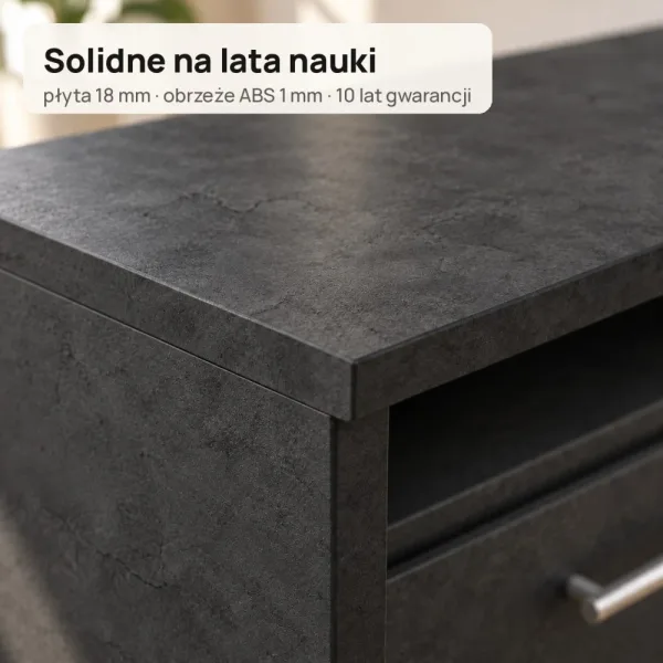 Biurko szkolne narożne Aga - Beton Czarny