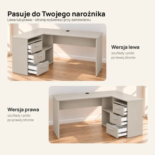Biurko szkolne narożne Aga - Kaszmir