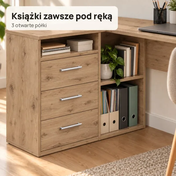 Biurko szkolne narożne Aga - Dąb Evoke