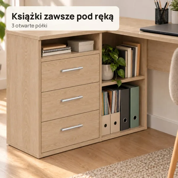 Biurko szkolne narożne Aga - Dąb Cremona