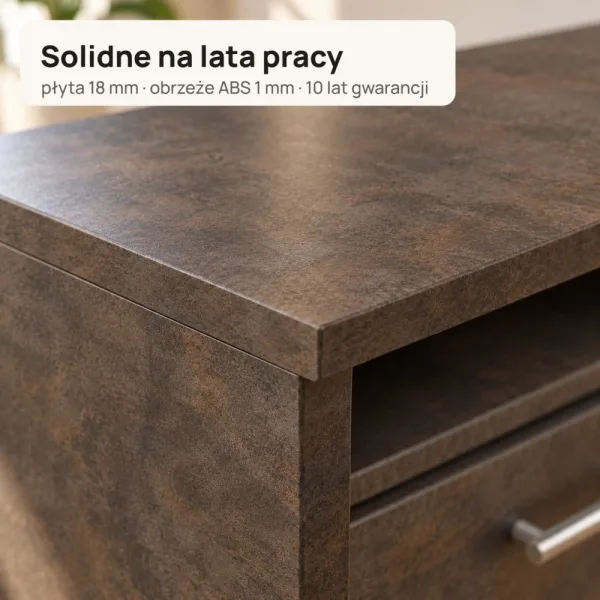 Biurko lekarskie narożne z szufladami - Beton Rdzawy
