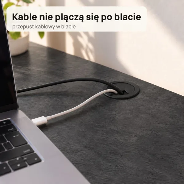 Biurko lekarskie narożne z szufladami - Beton Czarny