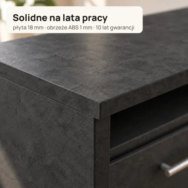 Biurko lekarskie narożne z szufladami - Beton Czarny
