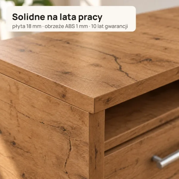 Biurko lekarskie narożne z szufladami - Dąb Wotan