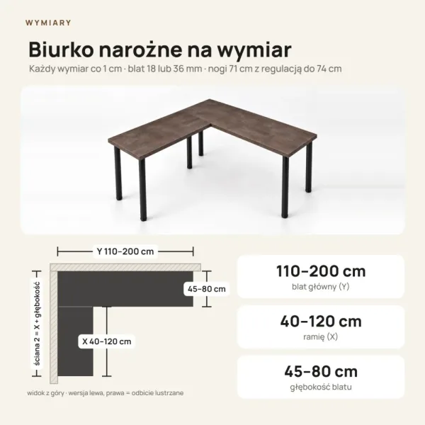 Biurko narożne - Beton Rdzawy