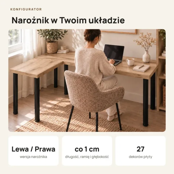 Biurko narożne - Dąb Evoke