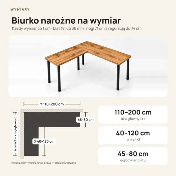 Biurko narożne - Dąb Wotan