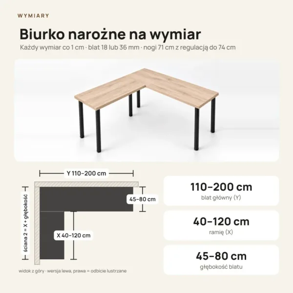 Biurko narożne - Dąb Cremona