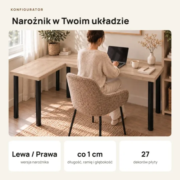 Biurko narożne - Dąb Cremona