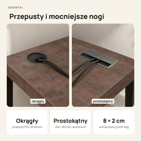 Biurko narożne loft - Beton Rdzawy