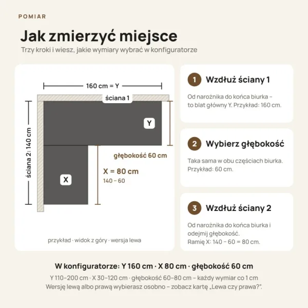 Biurko narożne loft - Beton Czarny