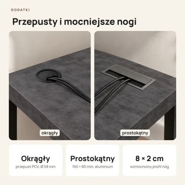 Biurko narożne loft - Beton Czarny