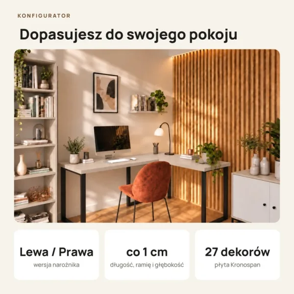 Biurko narożne loft - Kaszmir