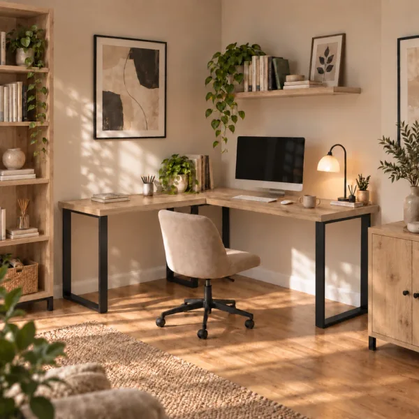Biurko narożne loft - Dąb Evoke