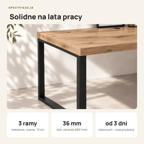 Biurko narożne loft - Dąb Evoke