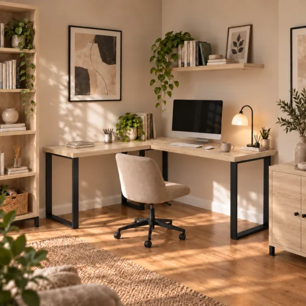 Biurko narożne loft - Dąb Cremona