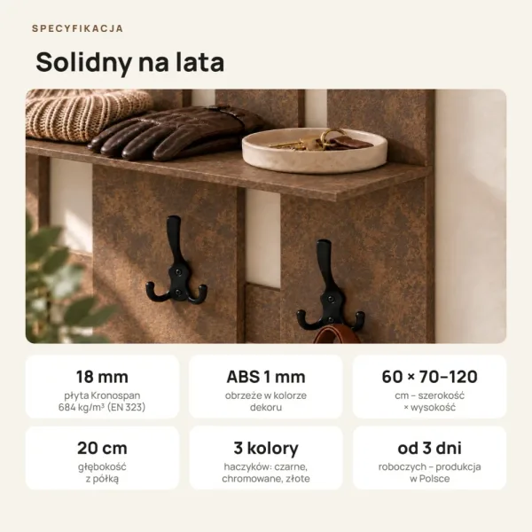 Wieszak ażurowy - Beton Rdzawy - Na ubrania
