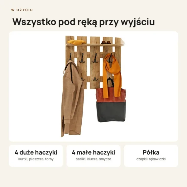 Wieszak ażurowy - Dąb Wotan - Na ubrania