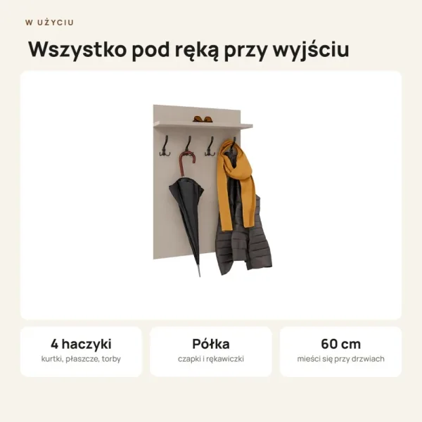 Wieszak ścienny pionowy - Kaszmir - Na ubrania