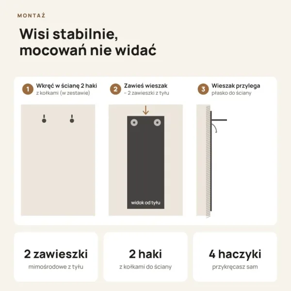 Wieszak ścienny pionowy - Beton Rdzawy - Na ubrania