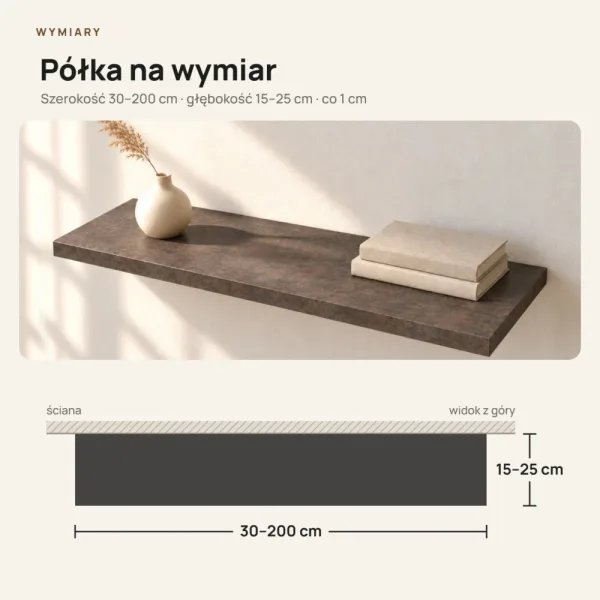 Półka wisząca - Beton Rdzawy