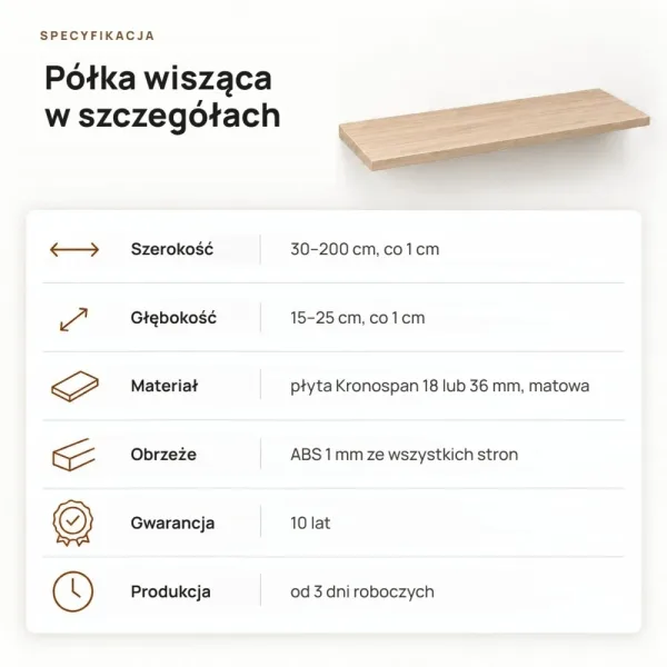 Półka wisząca - Dąb Cremona