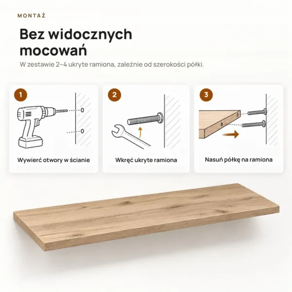 Półka wisząca - Dąb Evoke