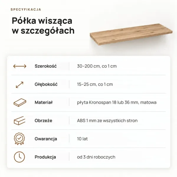 Półka wisząca - Dąb Evoke