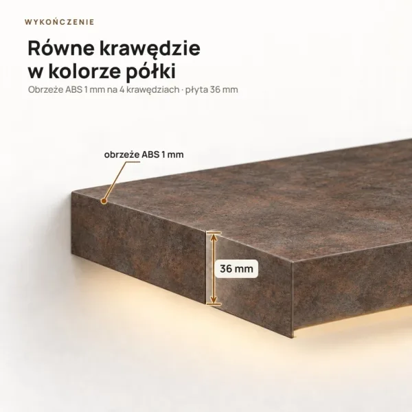 Półka wisząca LED - Beton Rdzawy