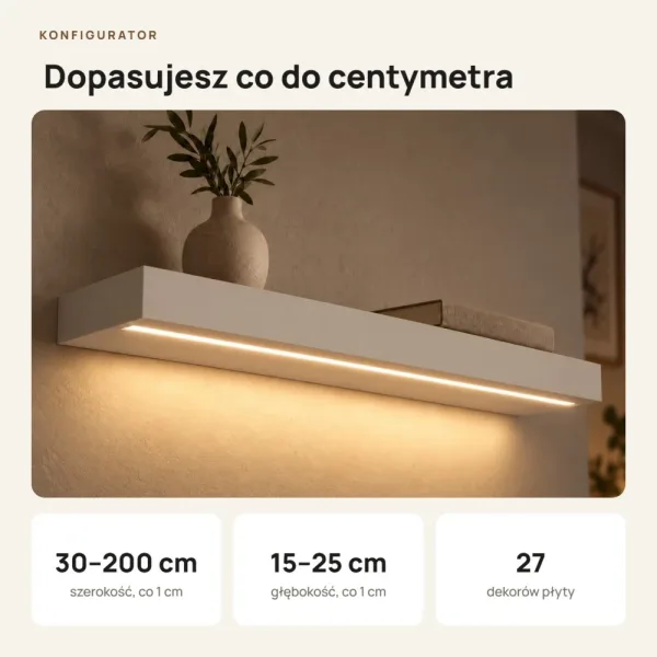 Półka wisząca LED - Kaszmir